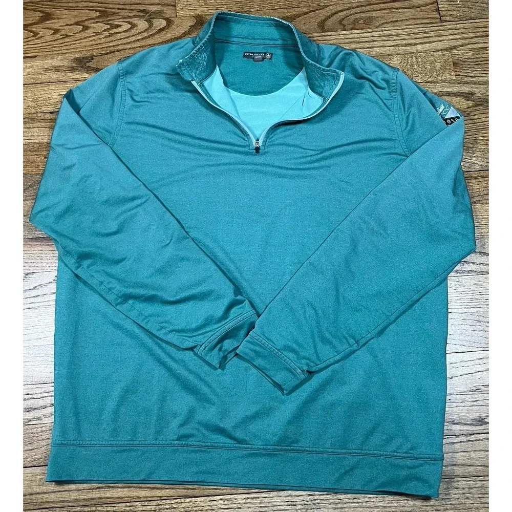 Peter Millar Crown‎ Sport Pullover Perth Green Performance 1/4 Zip Golf Sz XL